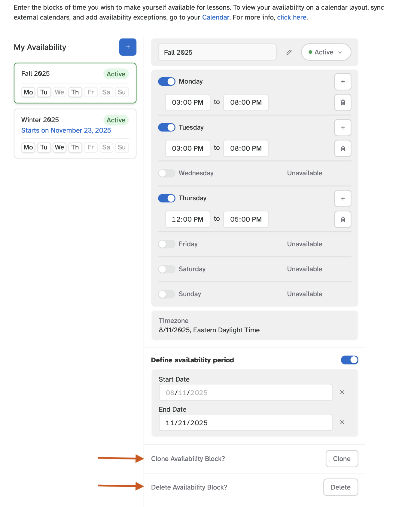 First availability block ends Nov 21
