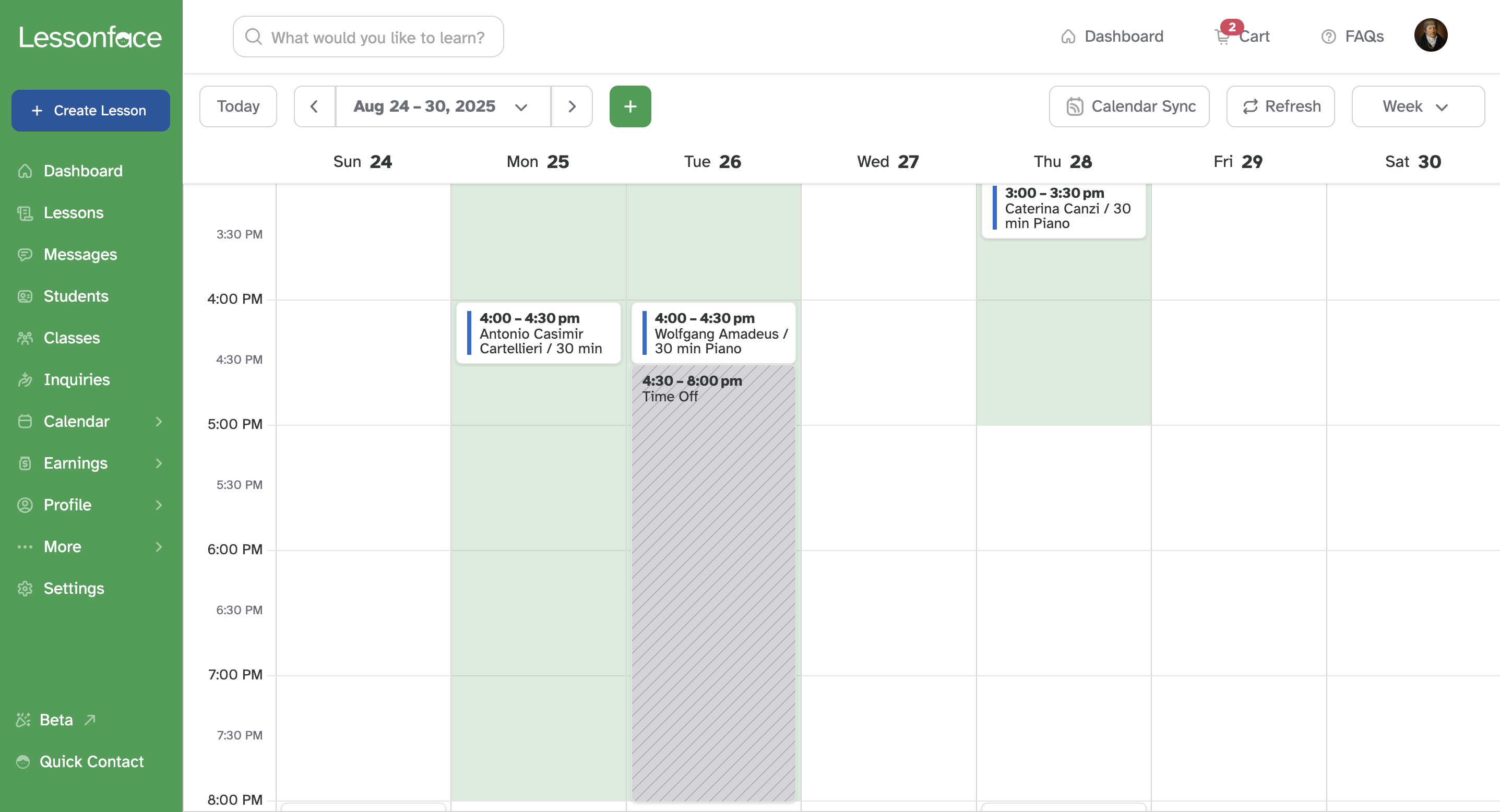 Preview time off blocks and edit them by clicking them.