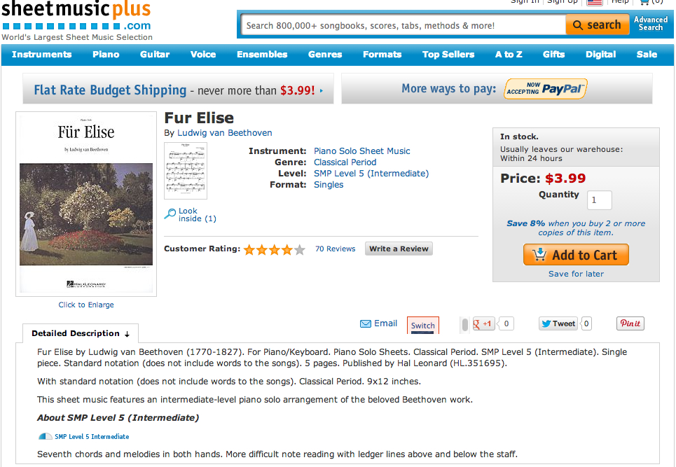SheetMusicPlus.com Paid Online Sheet Music