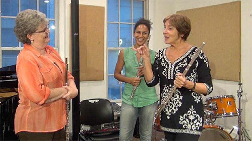 ali ryerson with a couple students