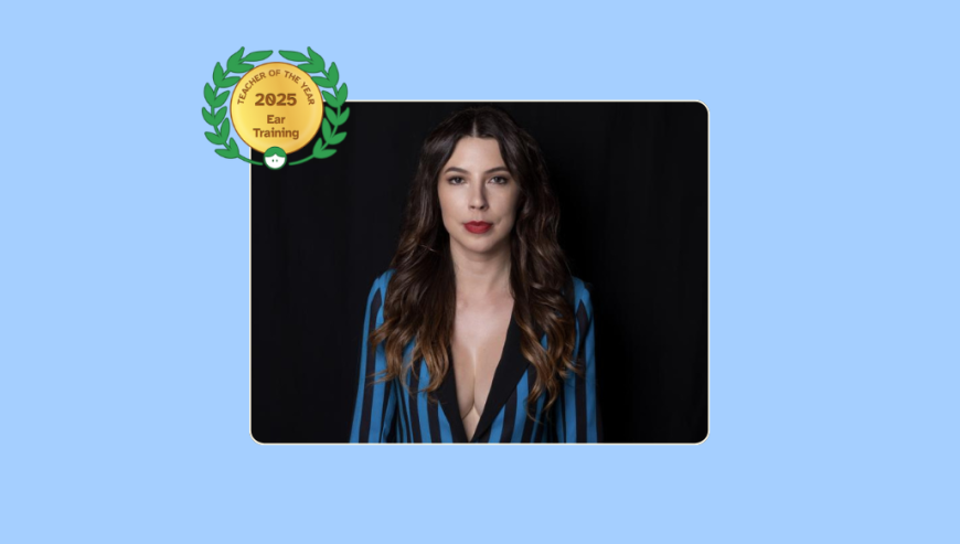 Image of Jessica Viner with her Lessonface Teacher of the Year for Ear Training Badge