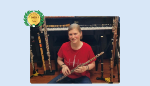 Image of Erika Andres in her music studio