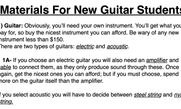 Materials for new guitar students