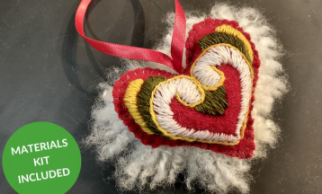 Wool Embroidered Heart Ornament