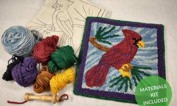Cardinal, Fine Punch Needle Rug Hooking